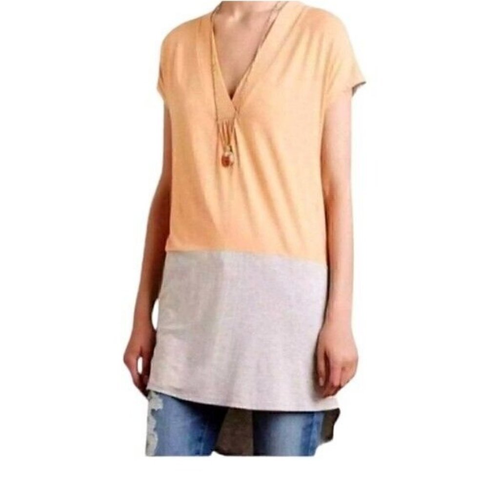 Anthropoologie Dolan Left Coast Collection Orange‎ Colorblock Tunic Top S